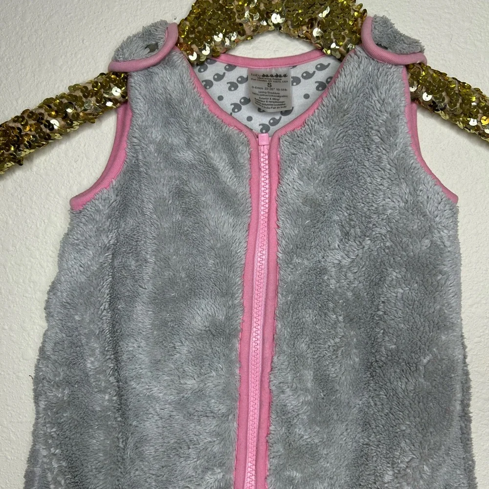 Baby Deedee Sleep Nest Plush Teddy Gray and Pink Infant Sleep Sack 0-6 Months